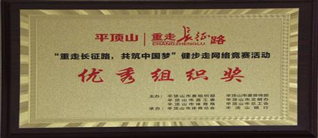 “重走長征路，共筑中國夢(mèng)”健步走網(wǎng)絡(luò)競(jìng)賽活動(dòng)優(yōu)秀組織獎(jiǎng)